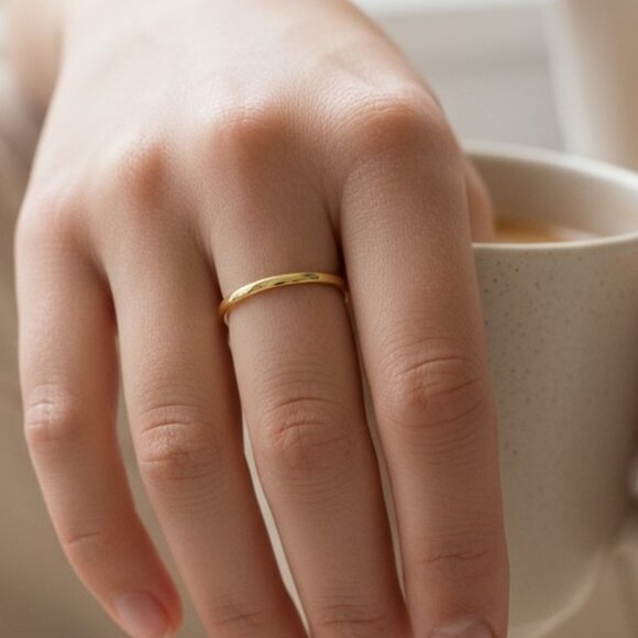 3/$35 18K Gold Plated Band Ring Stainless Steel Jewelry for Women Men Unisex - Picture 6 of 6